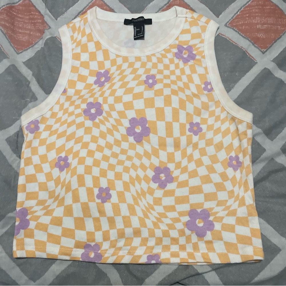 Forever 21 - Cropped Tank Top checkered with flowers